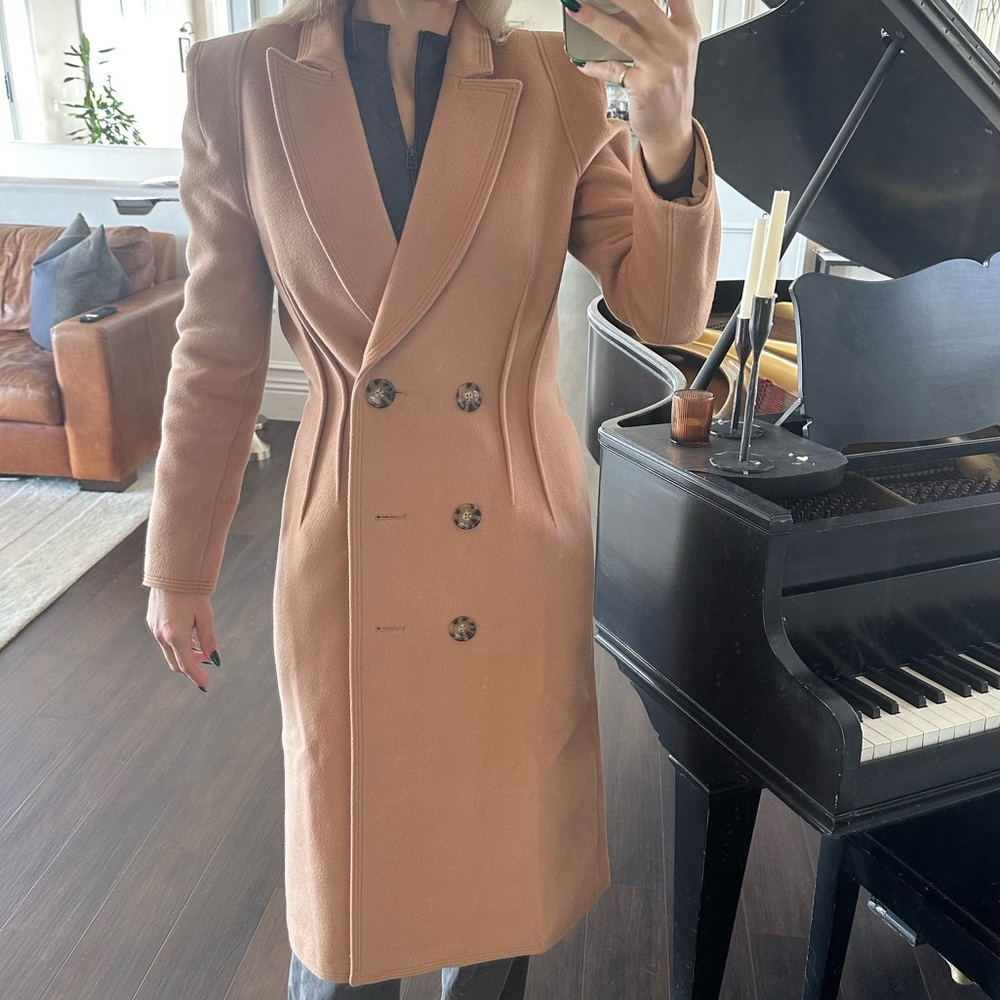 Double breasted carmel coat